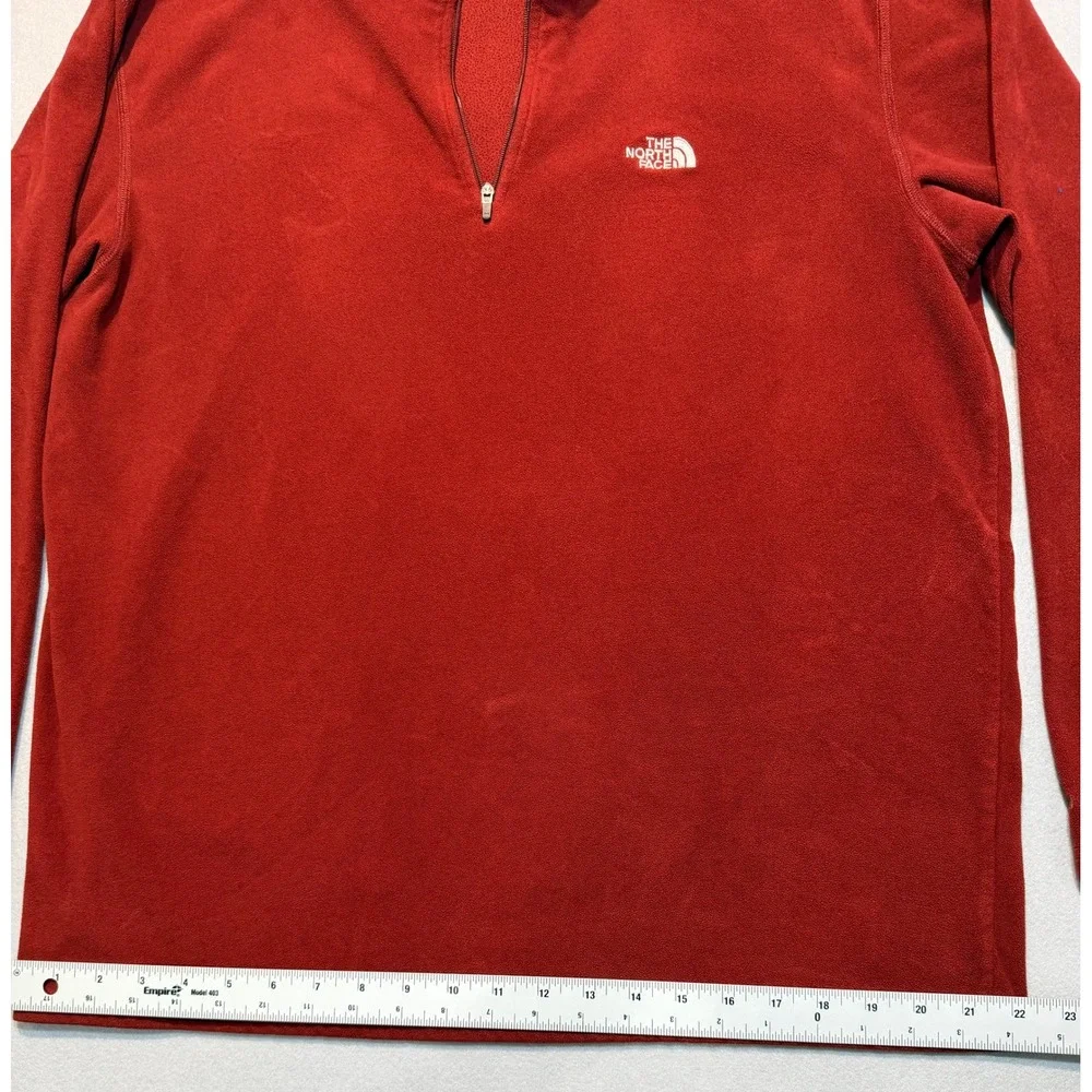 The North Face Mens Pullover TKA 100‎ Fleece Quarter Zip Red Sweater Large